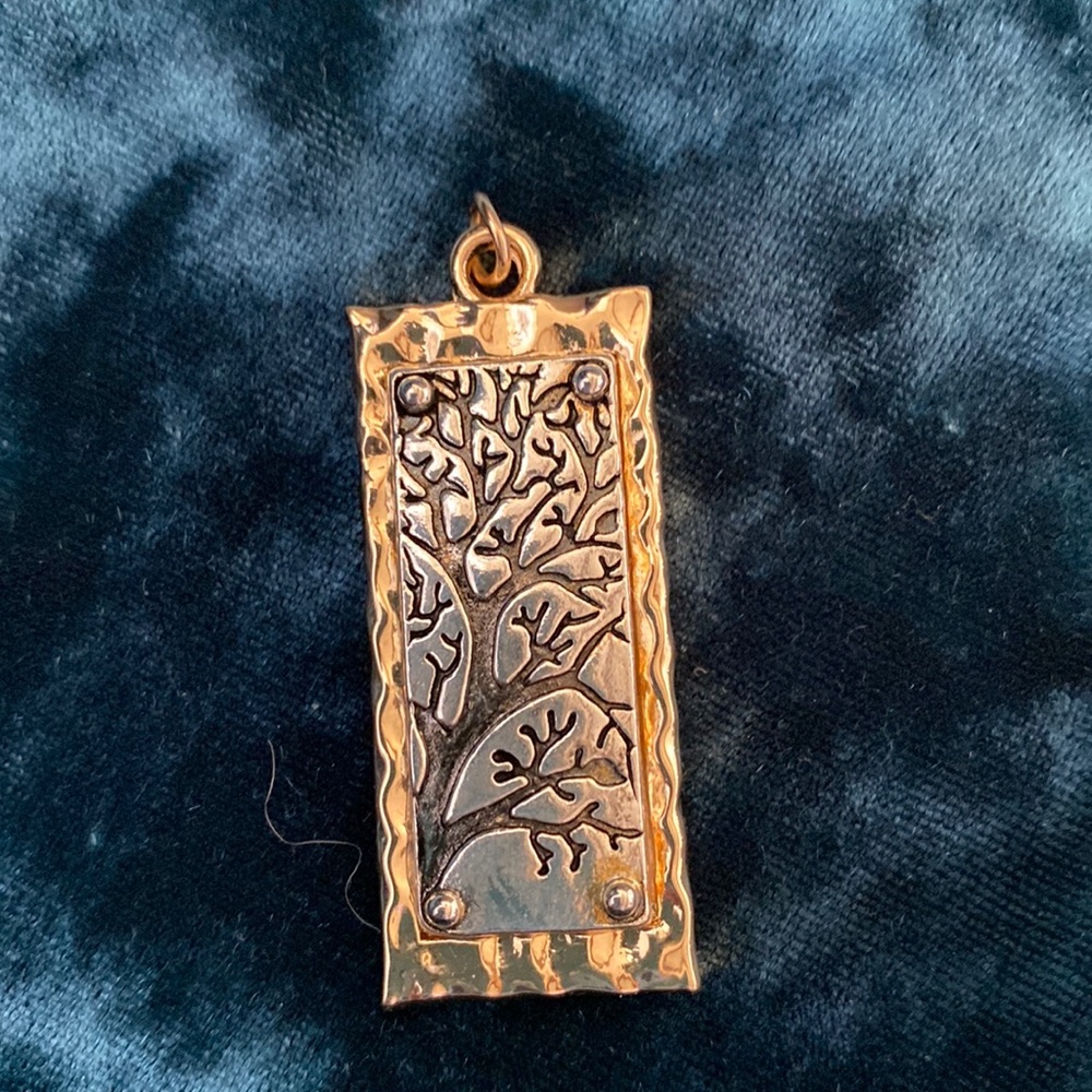 Gold And Silver Rectangular Pendant - image 2